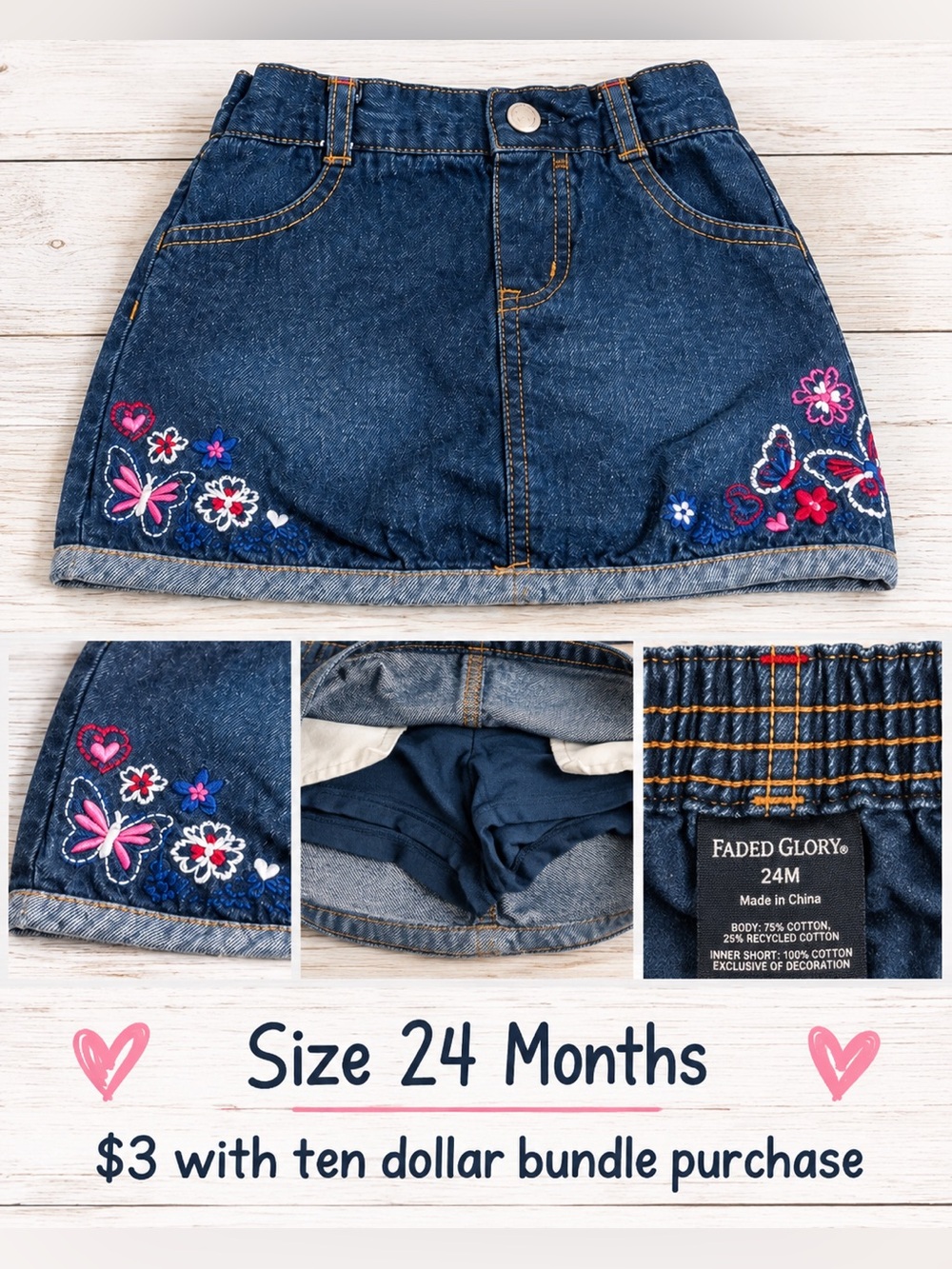 Faded Glory 24M Jean Skirt